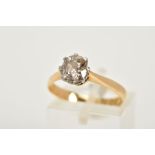 AN OLD CUT DIAMOND SINGLE STONE RING, estimated cushion cut diamond weight 1.15ct, colour assessed