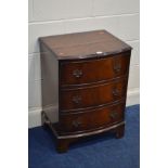 A SMALL MODERN MAHOGANY CHEST OF THREE DRAWERS