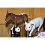 THREE BESWICK ANIMALS, donkey No 2267A, Middlewhite Boar No 4117 and Panda No 18i10