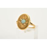 AN 18CT GOLD OPAL SIGNET RING, designed with a star set opal cabochon within a plain polished oval