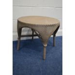 A CIRCULAR LLOYD LOOM OF SPALDING WICKER OCCASIONAL TABLE, diameter 60cm x 48cm