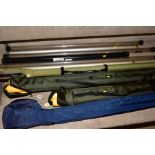 A GROUP OF FISHING ROD PLASTIC AND ALLOY STORAGE TUBES AND CARRY CASES, including Orvis and