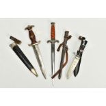 A WWII STYLE 3RD REICH GERNMAN DAGGERS, as follows Hitler Youth (jugend) black dress dagger in black