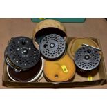 THREE ORVIS C.F.O. FLY FISHING REELS, comprising III (3'', well used), IV (3 1/4'') and VI (4' 1/4''