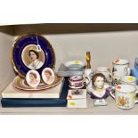 A COLLECTION OF ROYAL COMMEMORATIVE CERAMICS, including boxed Wedgwood collectors plates, a small