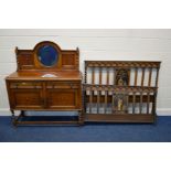 AN EARLY TO MID 20TH CENTURY SOLID OAK BARLEY TWIST MIRRORBACK SIDEBOARD with two drawers, width