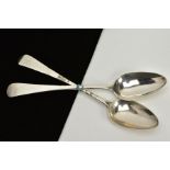 A PAIR OF SILVER TABLESPOONS, by Nathaniel Gilbert of Aberdeen, of plain polished design, engraved