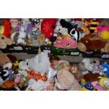 EIGHT BOXES OF SOFT TOYS, to include teddy bears, dogs, rabbits etc, some still with original tags