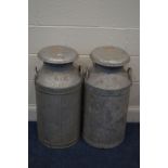 TWO GALVANISED MILK CHURNS