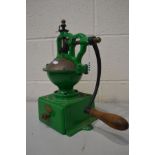 PEUGEOT FRERES, a vintage French green painted coffee grinder