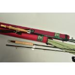 TWO ORVIS TRIDENT FLY FISHING RODS, comprising a TLS Mid Flex 8.0 9' 6'' four piece rod in an