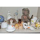 A COLLECTION OF ASSORTED LOOSE CERAMICS, including two Carlton Ware Rouge Royale ginger jars and