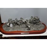 FRANKLIN MINT LIMITED EDITION PEWTER SCULPTURE OF A STAGE COACH, 'The Hold Up!' with 'Western