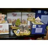 THIRTEEN BOXED LILLIPUT LANE SCULPTURES, all with deeds comprising three from Midlands 'Bow Cottage,