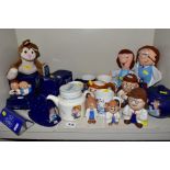 A COLLECTION OF WADE AND OTHER TETLEY TEA FOLK COLLECTABLES, to include teapots, toast rack,
