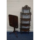 A GEORGIAN MAHOGANY SQUARE TOPPED TRIPOD TABLE (broken clip and veneer loss) together with a