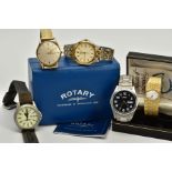 A SELECTION OF WRISTWATCHES, to include a 9ct gold cased, hand wound 'Certina' with cream dial,