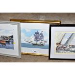 KEN HAYES (BRITISH CONTEMPORARY), three maritime watercolours depicting racing yachts in close