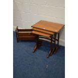 A G PLAN FRESCO TEAK NEST OF THREE TABLES and a teak magazine rack (2)