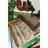 A QUANTITY OF WOODEN COBBLER'S CHILD'S SHOE MOULDS/LASTS, to include an Anello & Davide ballet shoe,