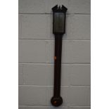 L COMITTI, BANFF, FECIT, a 19th century mahogany and strung cistern stick barometer, brass finial,