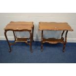 TWO VARIOUS 20TH CENTURY WALNUT OCCASIONAL TABLES, one in a Victorian style (2)