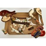 A SELECTION OF SMOKING EQUIPMENT, to include a cased Meerschaum pipe, the bowl gripped by a clawed