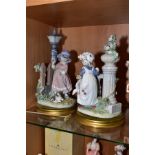 TWO LLADRO FIGURE GROUPS 'Fall Clean Up' No 5286, (rake is loose) and 'Glorious Spring' No 5284, (