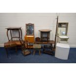 A QUANTITY OF OCCASIONAL FURNITURE, to include a teak coffee table, Meredew teak bedside cabinet,