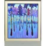 DAVID BRETT (BRITISH CONTEMPORARY) 'PURPLE FOREST' an abstract forest landscape, signed bottom