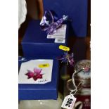 A BOXED SWAROVSKI CRYSTAL PARADISE BUTTERFLY, AMARA FUCHSIA RAIN, with paperwork height 9cm