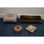 FOUR VARIOUS FOOTSTOOLS