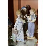 FOUR LLADRO FIGURES, Collectors Society 'School Days' 1988 No. 7604 (flowers sd), 'My Buddy' 1989