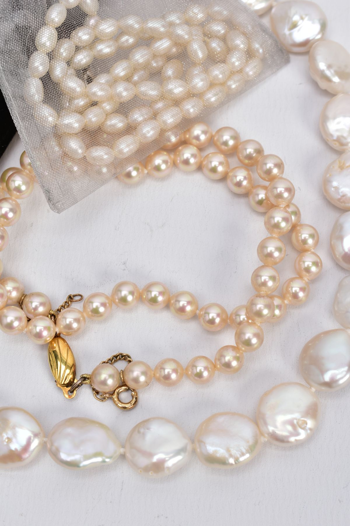 A SELECTION OF CULTURED AND IMITATION PEARL STRAND NECKLACES, the first strand of small baroque - Image 2 of 3