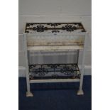 A PAINTED CAST IRON PLANT STAND, width 64.5cm x depth 34cm x height 78.5cm