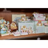 A GROUP OF CHERISHED TEDDIES, to include a nursery rhyme stand, nine with boxes, 'Evelyn', '