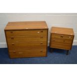 AN ALFRED COX TEAK CHEST OF DRAWERS, width 84cm x depth 44cm x height 72cm (ring marks to the top,