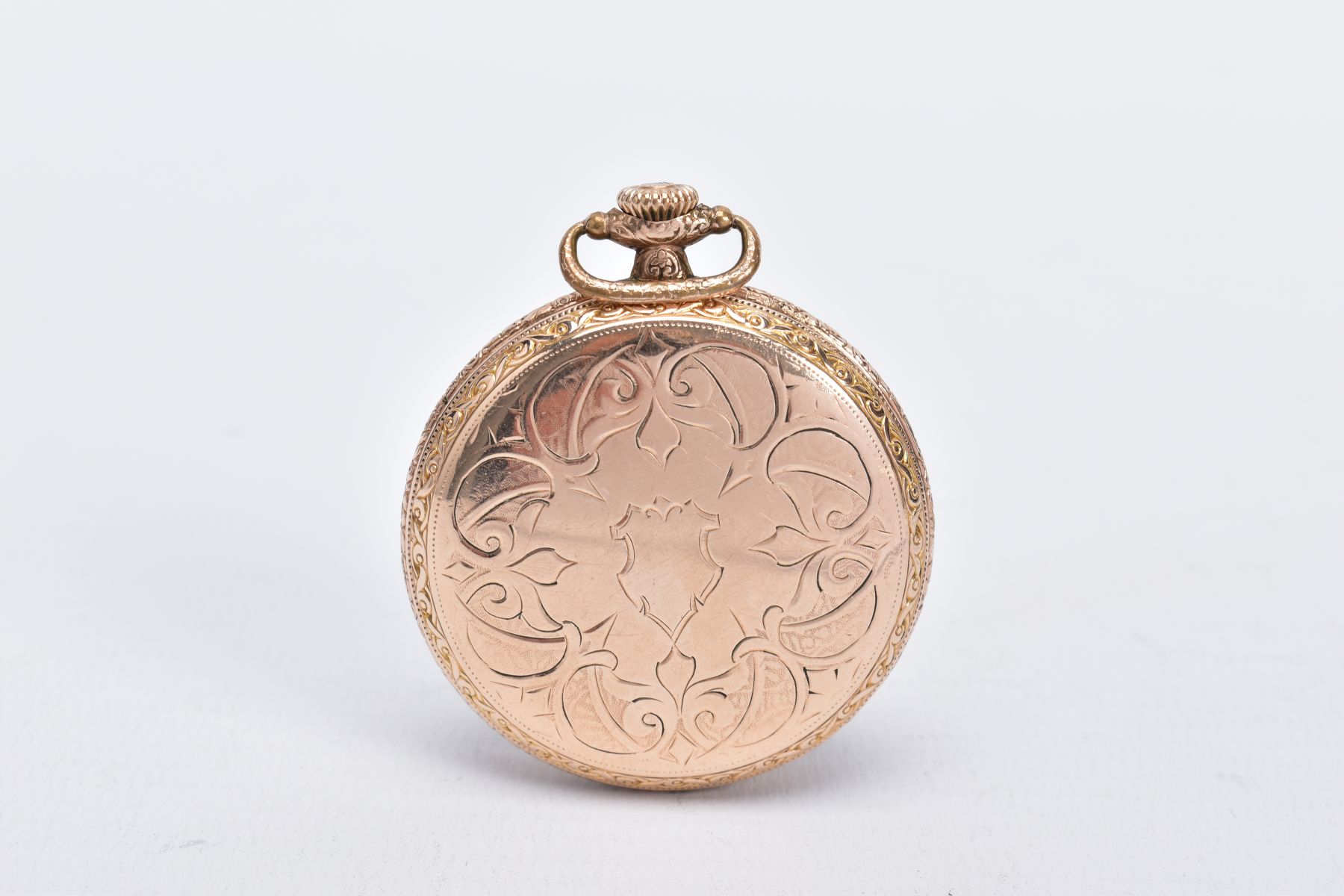 AN OPEN-FACED WALTHAM POCKET WATCH, silver stripped design dial, Arabic numerals, blue hands, - Image 2 of 4