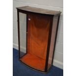 AN EARLY 20TH CENTURY MAHOGANY BOWFRONT DISPLAY CABINET, width 81cm x depth 41cm x height 123cm (
