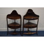 TWO GEORGIAN MAHOGANY CORNER WASHSTANDS