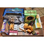 A BOX OF MODERN DIE CAST MODEL VEHICLES, Toy Biz Lord of the Rings electronic talking Gollum, a