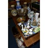 FIVE BOXES AND LOOSE CERAMICS, including a small Victorian moulded stoneware teapot, a.f., a