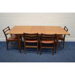 A MCINTOSH AND CO TEAK EXTENDING DINING TABLE, on tapering legs, extended length 191cm x closed