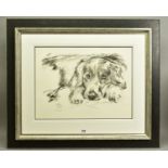 APRIL SHEPHERD (BRITISH CONTEMPORARY) 'TIME FOR A REST' a charcoal on paper study of a dog,