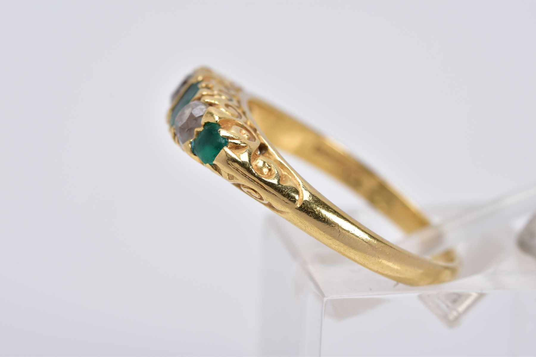 AN EARLY 20TH CENTURY EMERALD AND DIAMOND RING, designed with a central emerald cut emerald - Image 2 of 3