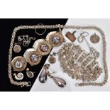 A SELECTION OF JEWELLERY, to include a pair of plain polished drop earrings, stamped 925, two