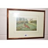 R. SEADON (LATE 19TH/EARLY 20TH CENTURY) FOXHOUNDS CHASING A FOX, signed bottom left, watercolour on