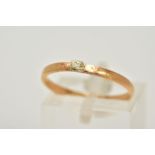 A 22CT GOLD BAND, the plain polished band with missing part, hallmarked 22ct gold London 1933,