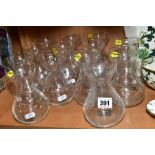 THIRTEEN GLASS HYACINTH VASES