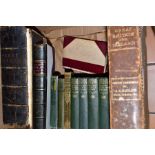 A BOX OF BOOKS TO INCLUDE LEATHER BINDINGS, to include Vol I of Birds of Great Britain and Ireland